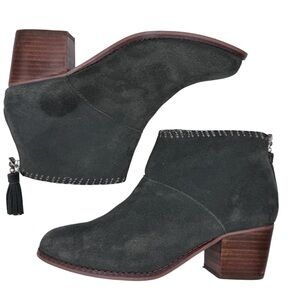 Toms Leila Grey Suede Ankle Booties with Tassel